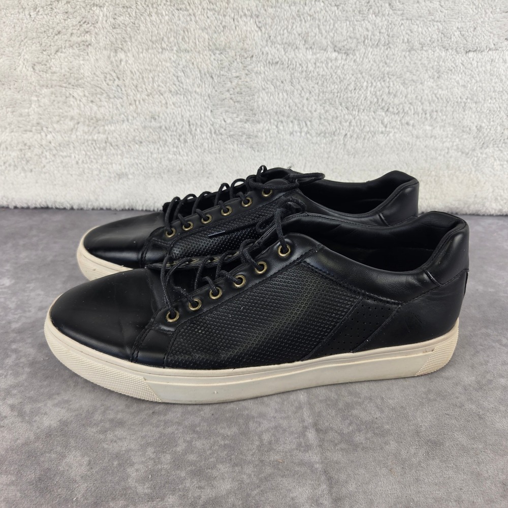 Faranzi Luigi Mens Black Low Top Perforated Sneakers F421388K Size 9.5